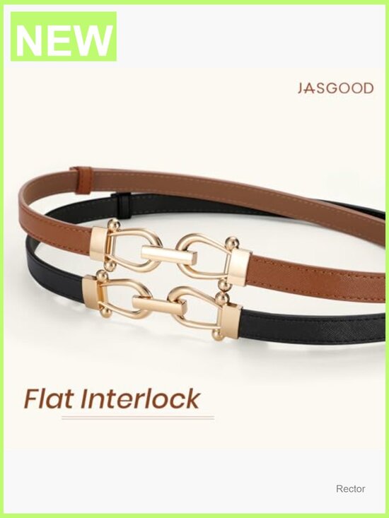 2 Pack Skinny PU Leather Belts - Adjustable Waist Belt for Jeans & Dresses with main image 5